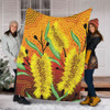 Australia Aboriginal Blanket - Aboriginal Art Of Yellow Bottle Brush Plant Blanket