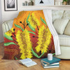 Australia Aboriginal Blanket - Aboriginal Art Of Yellow Bottle Brush Plant Blanket