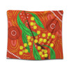 Australia Aboriginal Tapestry - Aboriginal Dot Art Of Australian Yellow Wattle Painting Tapestry
