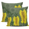 Australia Aboriginal Pillow Cases - Yellow Bottle Brush Flora In Aboriginal Painting Pillow Cases