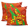 Australia Aboriginal Pillow Cases - Aboriginal Dot Art Of Australian Yellow Wattle Painting Pillow Cases