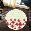 Australia Aboriginal Round Rug - Poppy Flowers Background In Aboriginal Dot Art Style Round Rug