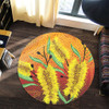 Australia Aboriginal Round Rug - Aboriginal Art Of Yellow Bottle Brush Plant Round Rug