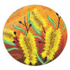 Australia Aboriginal Round Rug - Aboriginal Art Of Yellow Bottle Brush Plant Round Rug