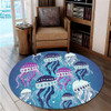 Australia Aboriginal Round Rug - Aboriginal Art Painting With Jellyfish Round Rug