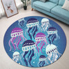 Australia Aboriginal Round Rug - Aboriginal Art Painting With Jellyfish Round Rug