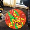 Australia Aboriginal Round Rug - Aboriginal Dot Art Of Australian Yellow Wattle Painting Round Rug