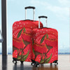 Australia Aboriginal Luggage Cover - Red Aboriginal Art With Eucalyptus Flowers Luggage Cover