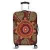 Australia Aboriginal Luggage Cover - Brown Aboriginal Style Dot Painting Luggage Cover