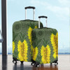 Australia Aboriginal Luggage Cover - Yellow Bottle Brush Flora In Aboriginal Painting Luggage Cover