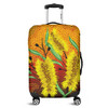 Australia Aboriginal Luggage Cover - Aboriginal Art Of Yellow Bottle Brush Plant Luggage Cover