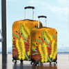 Australia Aboriginal Luggage Cover - Aboriginal Art Of Yellow Bottle Brush Plant Luggage Cover