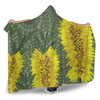 Australia Aboriginal Hooded Blanket - Yellow Bottle Brush Flora In Aboriginal Painting Hooded Blanket