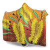 Australia Aboriginal Hooded Blanket - Aboriginal Art Of Yellow Bottle Brush Plant Hooded Blanket