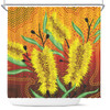 Australia Aboriginal Shower Curtain - Aboriginal Art Of Yellow Bottle Brush Plant Shower Curtain