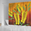 Australia Aboriginal Shower Curtain - Aboriginal Art Of Yellow Bottle Brush Plant Shower Curtain