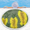 Australia Aboriginal Beach Blanket - Yellow Bottle Brush Flora In Aboriginal Painting Beach Blanket