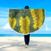 Australia Aboriginal Beach Blanket - Yellow Bottle Brush Flora In Aboriginal Painting Beach Blanket
