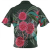 Australia Aboriginal Zip Polo Shirt - Australian Hakea Flowers Painting In Aboriginal Style Zip Polo Shirt