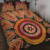 Australia Aboriginal Quilt Bed Set - Beautiful Dotted Leaves Aboriginal Art Background Quilt Bed Set
