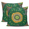 Australia Aboriginal Pillow Cases - Green Aboriginal Style Dot Painting Pillow Cases
