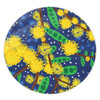 Australia Aboriginal Round Rug - Australian Yellow Wattle Flower Artwork Round Rug