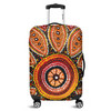 Australia Aboriginal Luggage Cover - Beautiful Dotted Leaves Aboriginal Art Background Luggage Cover