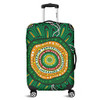 Australia Aboriginal Luggage Cover - Green Aboriginal Style Dot Painting Luggage Cover