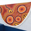 Australia Aboriginal Beach Blanket - Connection Concept Dot Aboriginal Colorful Painting Beach Blanket