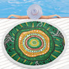 Australia Aboriginal Beach Blanket - Green Aboriginal Style Dot Painting Beach Blanket