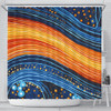 Australia Dreaming Aboriginal Shower Curtain - Aboriginal Culture Rive In Dot Painting Inspired Shower Curtain