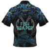 Australia Fishing Custom Polo Shirt - Fish Reaper Fish Skeleton Blue Polo Shirt