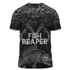 Australia Fishing Custom T-shirt - Fish Reaper Fish Skeleton Grey T-shirt