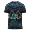 Australia Fishing Custom T-shirt - Fish Reaper Fish Skeleton Blue T-shirt