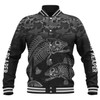 Australia Fishing Custom Baseball Jacket - Fish Reaper Fish Skeleton Grey Baseball Jacket