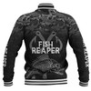 Australia Fishing Custom Baseball Jacket - Fish Reaper Fish Skeleton Grey Baseball Jacket