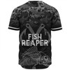 Australia Fishing Custom Baseball Shirt - Fish Reaper Fish Skeleton Grey Baseball Shirt