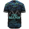 Australia Fishing Custom Baseball Shirt - Fish Reaper Fish Skeleton Blue Baseball Shirt