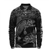 Australia Fishing Custom Long Sleeve Polo Shirt - Fish Reaper Fish Skeleton Grey Long Sleeve Polo Shirt