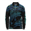 Australia Fishing Custom Long Sleeve Polo Shirt - Fish Reaper Fish Skeleton Blue Long Sleeve Polo Shirt