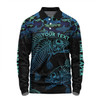 Australia Fishing Custom Long Sleeve Polo Shirt - Fish Reaper Fish Skeleton Blue Long Sleeve Polo Shirt