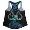 Australia Fishing Custom Women Racerback Singlet - Fish Reaper Fish Skeleton Blue Women Racerback Singlet