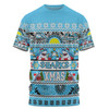 Cronulla-Sutherland Sharks Christmas Aboriginal Custom T-shirt - Indigenous Knitted Ugly Xmas Style T-shirt