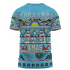 Cronulla-Sutherland Sharks Christmas Aboriginal Custom T-shirt - Indigenous Knitted Ugly Xmas Style T-shirt