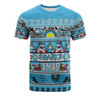 Cronulla-Sutherland Sharks Christmas Aboriginal Custom T-shirt - Indigenous Knitted Ugly Xmas Style T-shirt