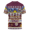 Manly Warringah Sea Eagles Christmas Aboriginal Custom T-shirt - Indigenous Knitted Ugly Xmas Style T-shirt