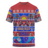 Newcastle Knights Christmas Aboriginal Custom T-shirt - Indigenous Knitted Ugly Xmas Style T-shirt