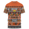 Wests Tigers Christmas Aboriginal Custom T-shirt - Indigenous Knitted Ugly Xmas Style T-shirt