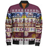 Manly Warringah Sea Eagles Christmas Aboriginal Custom Bomber Jacket - Indigenous Knitted Ugly Xmas Style Bomber Jacket