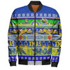 Parramatta Eels Christmas Aboriginal Custom Bomber Jacket - Indigenous Knitted Ugly Xmas Style Bomber Jacket